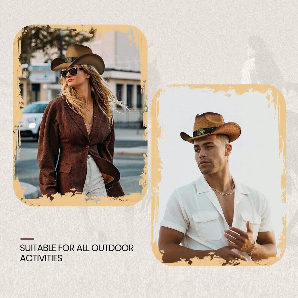 2533 Cowboy Hat,cowgirl Hat,cowboy Hats For Women/mens/straw Wide - Picture 5 of 7